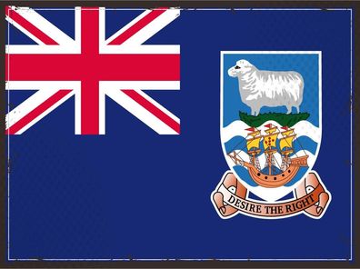Blechschild Flagge Falklandinseln 30x20 cm Retro Flag Deko Schild tin sign