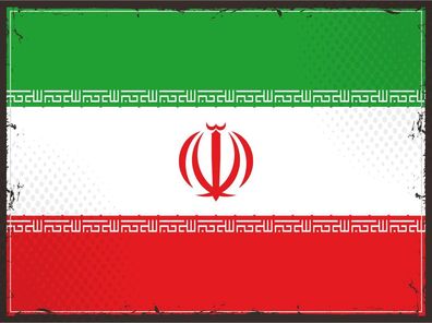 Blechschild Flagge Iran 30x20 cm Retro Flag of iran Deko Schild tin sign