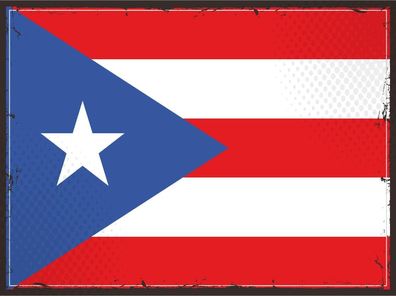 Blechschild Flagge Puerto Rico 30x20 cm Retro Puerto Rico Deko Schild tin sign