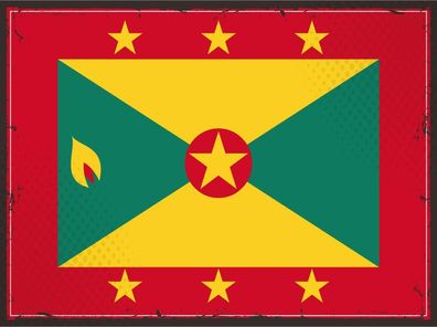 Blechschild Flagge Grenada 30x20 cm Retro Flag of Grenada Deko Schild tin sign