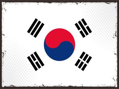 Blechschild Flagge Südkorea 30x20 cm Retro Flag South Korea Deko Schild tin sign