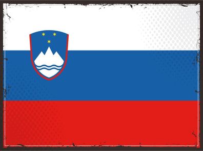 Blechschild Flagge Slowenien 30x20 cm Retro Flag Slovenia Deko Schild tin sign