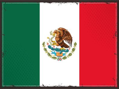 Blechschild Flagge Mexiko 30x20 cm Retro Flag of Mexico Deko Schild tin sign