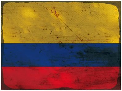 Blechschild Flagge Kolumbien 30x20 cm Flag Colombia Rost Deko Schild tin sign