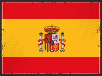 Blechschild Flagge Spanien 30x20 cm Retro Flag of Spain Deko Schild tin sign