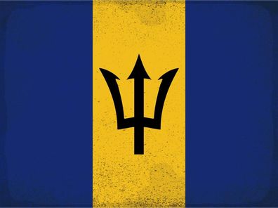 Blechschild Flagge Barbados 30x20 cm Flag Barbados Vintage Deko Schild tin sign