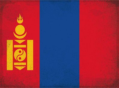Blechschild Flagge Mongolei 30x20 cm Flag Mongolia Vintage Deko Schild tin sign