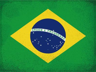 Blechschild Flagge Brasilien 30x20cm Flag of Brazil Vintage Deko Schild tin sign