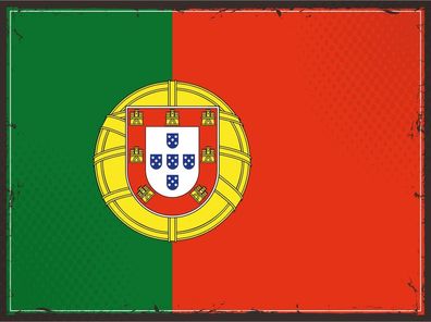 Blechschild Flagge Portugal 30x20 cm Retro Flag of Portugal Deko Schild tin sign
