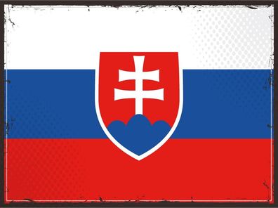 Blechschild Flagge Slowakei 30x20 cm Retro Flag of Slovakia Deko Schild tin sign