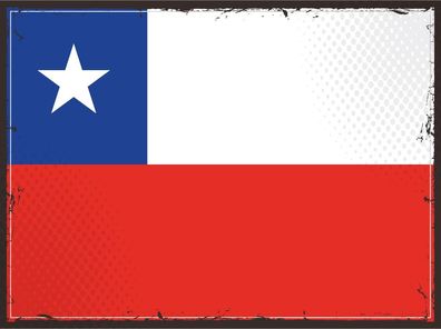 Blechschild Flagge Chile 30x20 cm Retro Flag of Chile Deko Schild tin sign