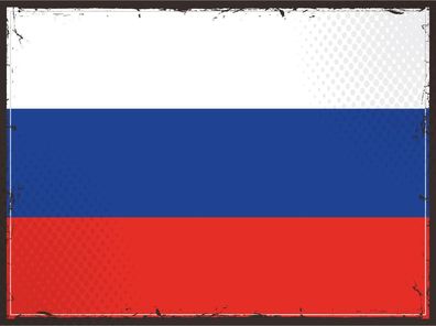 Blechschild Flagge Russland 30x20 cm Retro Flag of Russia Deko Schild tin sign