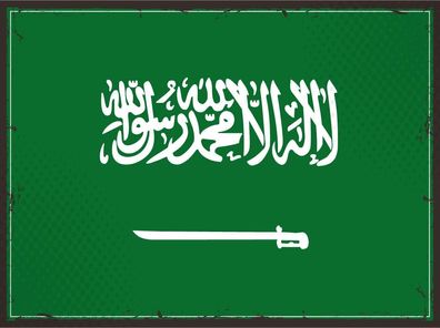 Blechschild Flagge Saudi-Arabien 30x20cm Retro Saudi Arabia Deko Schild tin sign