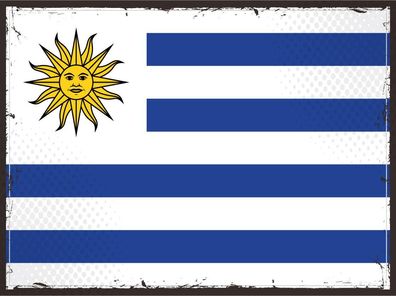 Blechschild Flagge Uruguay 30x20 cm Retro Flag of Uruguay Deko Schild tin sign