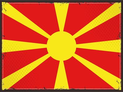Blechschild Flagge Mazedonien 30x20 cm Retro Flag Macedonia Deko Schild tin sign