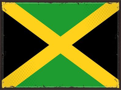 Blechschild Flagge Jamaika 30x20 cm Retro Flag of Jamaica Deko Schild tin sign