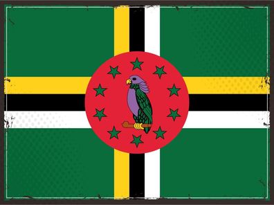 Blechschild Flagge Dominica 30x20 cm Retro Flag of Dominica Deko Schild tin sign