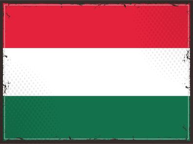 Blechschild Flagge Ungarn 30x20 cm Retro Flag of Hungary Deko Schild tin sign