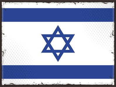 Blechschild Flagge Israel 30x20 cm Retro Flag of Israel Deko Schild tin sign