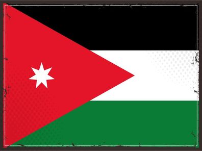 Blechschild Flagge Jordanien 30x20 cm Retro Flag of Jordan Deko Schild tin sign