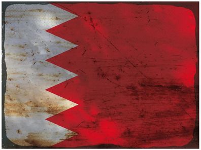 Blechschild Flagge Bahrain 30x20 cm Flag of Bahrain Rost Deko Schild tin sign
