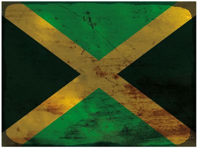 Blechschild Flagge Jamaika 30x20 cm Flag of Jamaica Rost Deko Schild tin sign