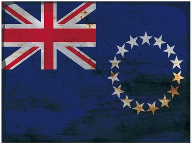Blechschild Flagge Cookinseln 30x20 cm Cook Islands Rost Deko Schild tin sign