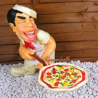 Pizzeria Pizzabäcker Koch Werbefigur Tressen Werbeaufsteller Kochmütze Tafel Figur