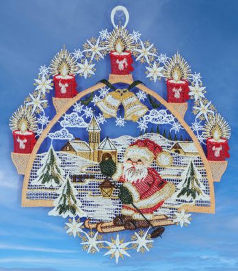 Plauener Spitze Fensterbild Weihnachten Schwibbogen Santa Fensterdeko Weihnachtsdeko