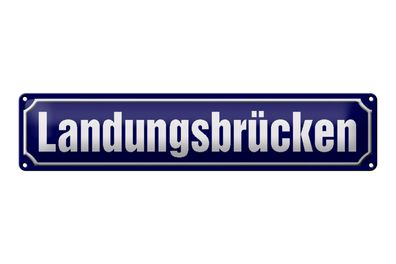 Blechschild Straßenschild 46x10 cm Landungsbrücken Hamburg Deko Schild tin sign