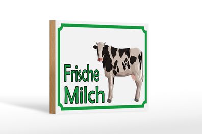 Holzschild Hinweis 18x12 cm frische Milch Verkauf Kuh Deko Schild wooden sign