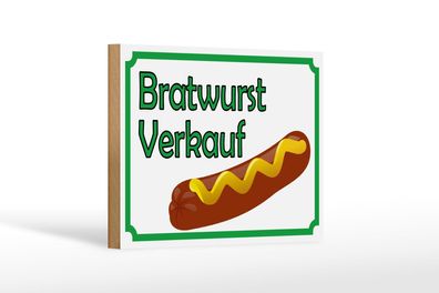 Holzschild Hinweis 18x12 cm Bratwurst Verkauf Restaurant Deko Schild wooden sign