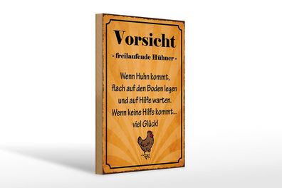 Holzschild Spruch 20x30 cm Vorsicht freilaufende Hühner Deko Schild wooden sign