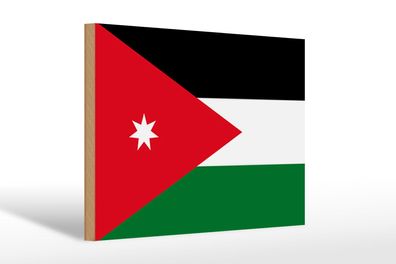 Holzschild Flagge Jordaniens 30x20 cm Flag of Jordan Deko Schild wooden sign