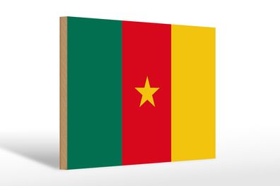 Holzschild Flagge Kameruns 30x20 cm Flag of Cameroon Deko Schild wooden sign