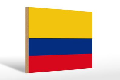 Holzschild Flagge Kolumbiens 30x20 cm Flag of Colombia Deko Schild wooden sign