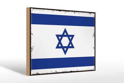 Holzschild Flagge Israels 30x20 cm Retro Flag of Israel Deko Schild wooden sign