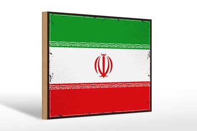 Holzschild Flagge Iran 30x20 cm Retro Flag of iran Deko Schild wooden sign