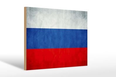 Holzschild Flagge 30x20 cm Russland Fahne Russia Flag Deko Schild wooden sign