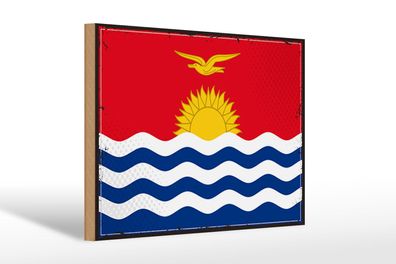 Holzschild Flagge Kiribatis 30x20cm Retro Flag of Kiribati Deko Schild wooden sign