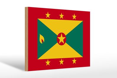 Holzschild Flagge Grenadas 30x20 cm Flag of Grenada Deko Schild wooden sign