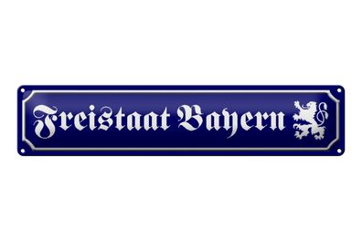 Blechschild Straßenschild 46x10 cm Freistaat Bayern Wappen Deko Schild tin sign