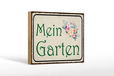 Holzschild Spruch 18x12 cm mein Garten Geschenk Holz Deko Schild wooden sign
