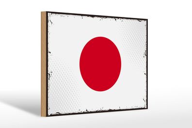 Holzschild Flagge Japans 30x20 cm Retro Flag of Japan Deko Schild wooden sign