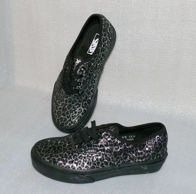 Vans Authentic K'S Canvas Kinder Schuhe Sneaker 31 UK 13 Matallic Leopard Black