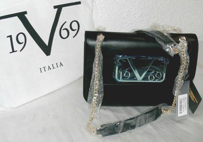 Versace VI20AI0027 BORSA A MANO 19V69 Italia Leder Damen Schulter Tasche Schwarz