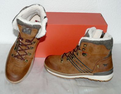 Mustang ZIP Warme Herbst Winter Leder Schuhe Boots Stiefel Futter 42 Braun N11