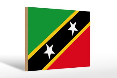 Holzschild Flagge St. Kitts und Nevis 30x20 cm Saint Kitts Deko Schild wooden sign