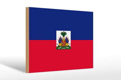 Holzschild Flagge Haitis 30x20 cm Flag of Haiti Deko Schild wooden sign