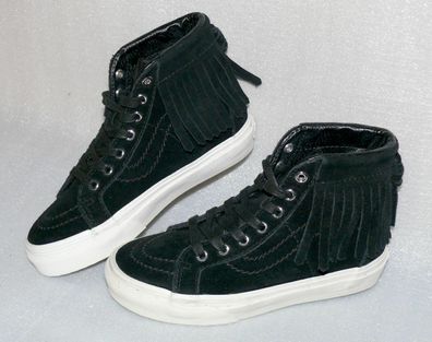 Vans SK8 HI K'S Rau UP Leder Kinder Schuhe Sneaker 31 UK13 Blanc DE Blanc Black